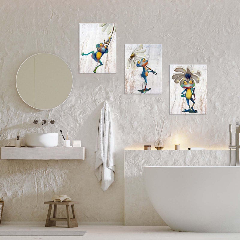 Zlove Happy Frog Colorful Wall Decor, Cute Animal Graffiti Wall Art - Abstract Frog Posters for Kids Room Bathroom Playroom, 12"x16", 3Pcs - Image 4